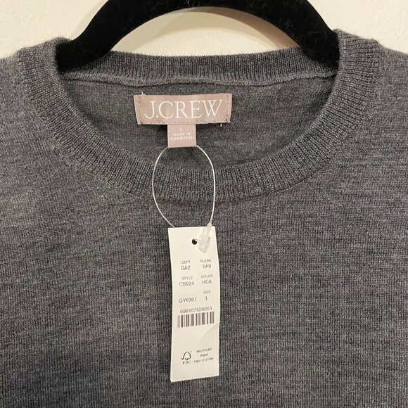 New J.Crew Carolyn 100% Merino Crewneck Sweater Heather Charcoal Large $98 - Picture 4 of 6